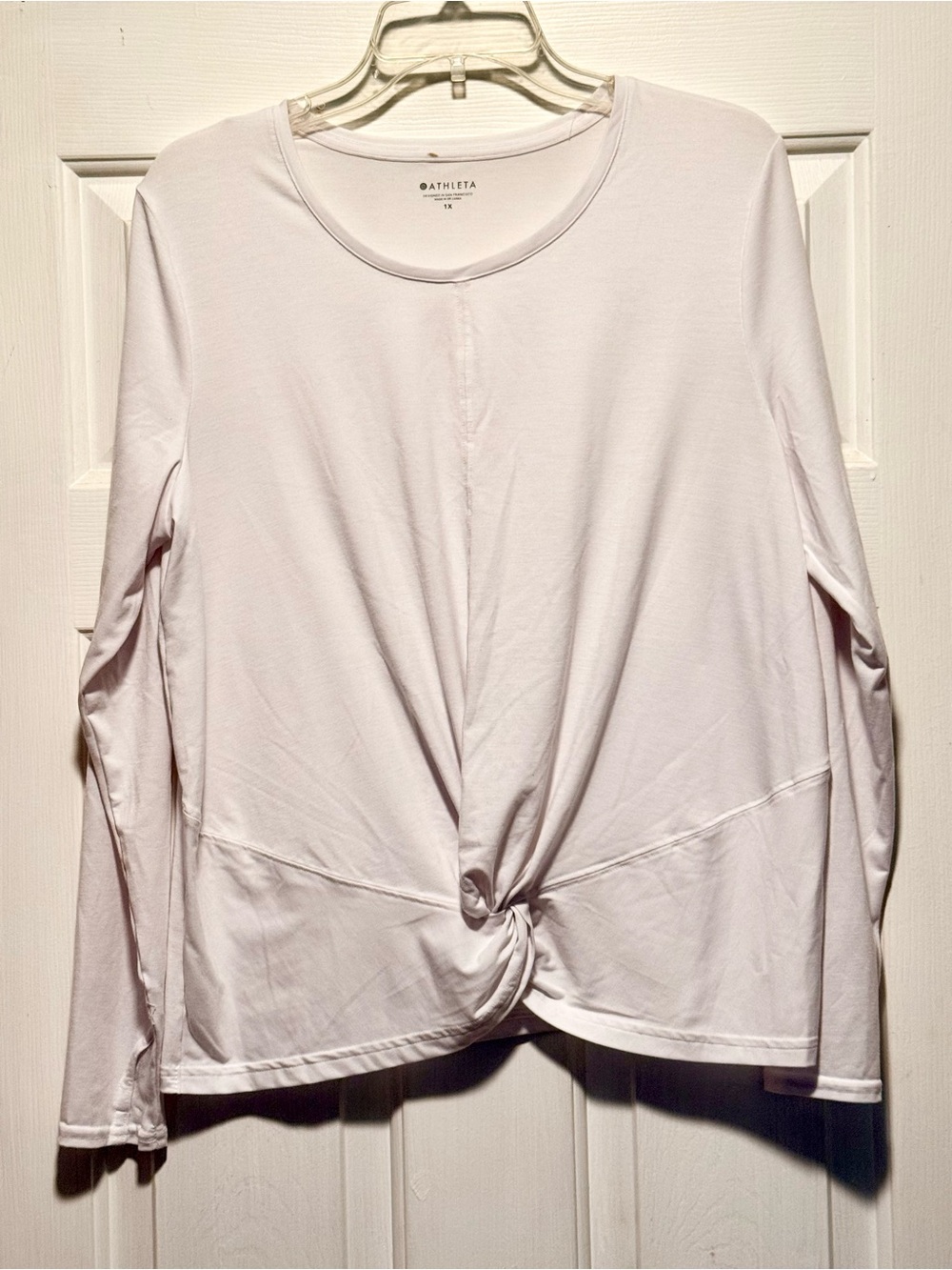Athleta white Long-Sleeve Twist Front Top
